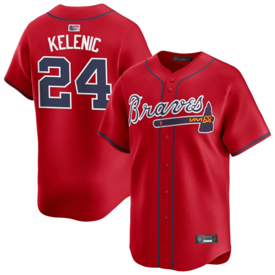 A.Braves #24 Jarred Kelenic Player Red Home Replica Baseball Jerseys