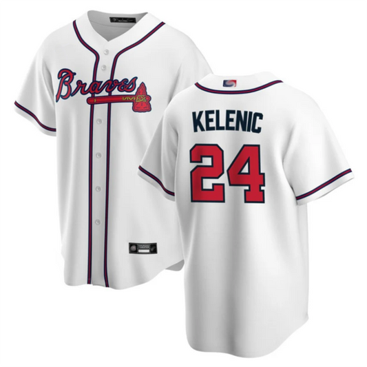 A.Braves #24 Jarred Kelenic Player White Home Replica Game Baseball Jerseys