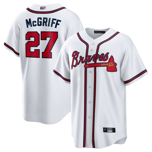 A.Braves #27 Fred McGriff Player White Hall of Fame Inline Replica Baseball Jerseys