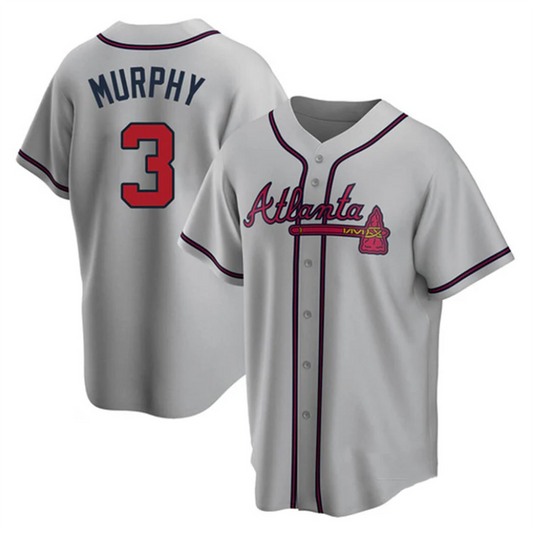 A.Braves #3 Dale Murphy Player Gray Replica Game Baseball Jerseys
