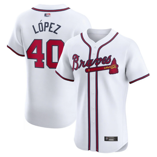 A.Braves #40 Reynaldo Lopez Player White Home Limited Elite Baseball Jerseys