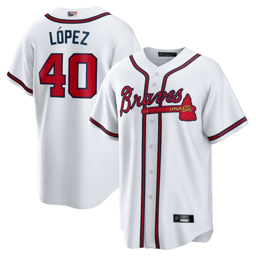 A.Braves #40 Reynaldo Lopez Player White Home Replica Baseball Jerseys