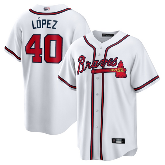 A.Braves #40 Reynaldo Lopez Player White Home Replica Baseball Jerseys