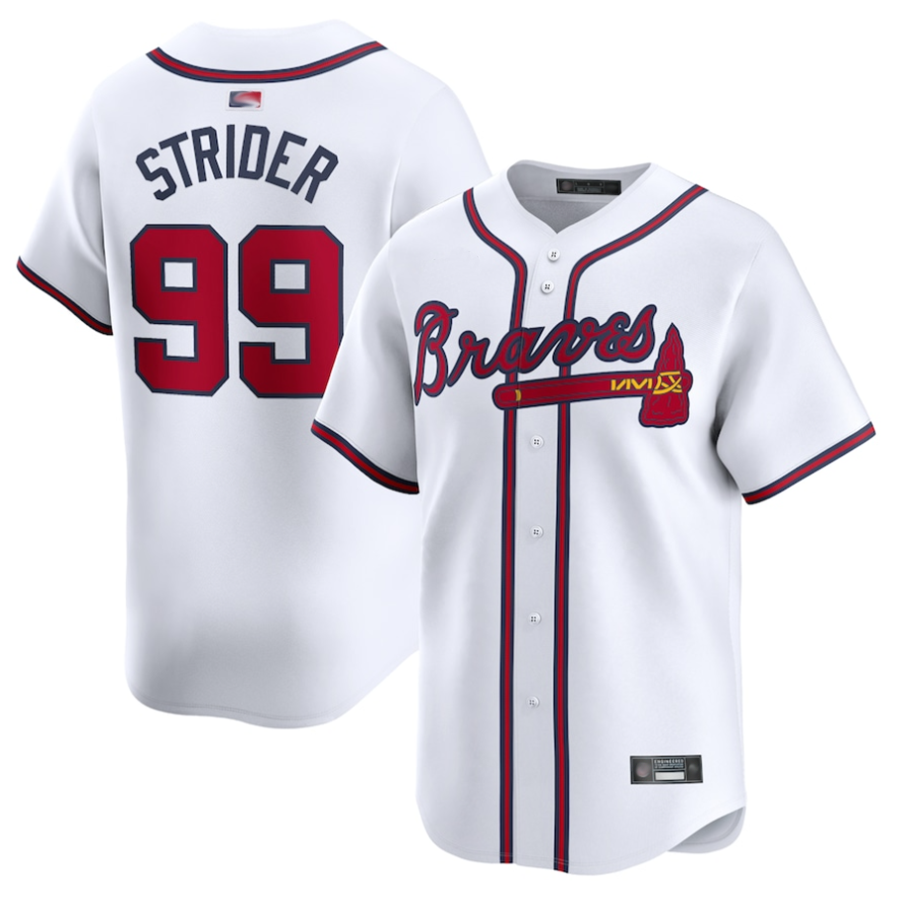 A.Braves #99 Spencer Strider Player White Home Limited Baseball Jerseys