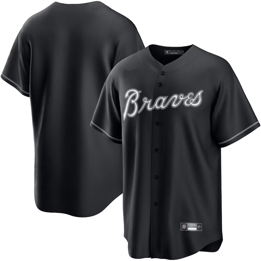 A.Braves Blank Player Black Lights Out Replica Baseball Jerseys
