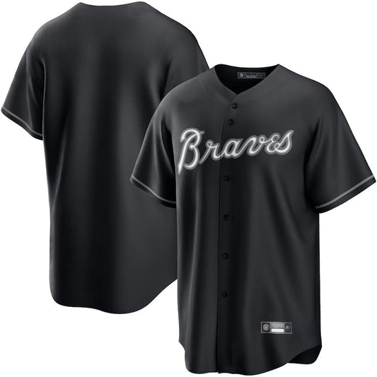 A.Braves Blank Player Black Lights Out Replica Baseball Jerseys