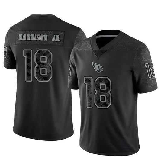A.Cardinals #18 Marvin Harrison Jr. Player Black RFLCTV Limited Football Jerseys