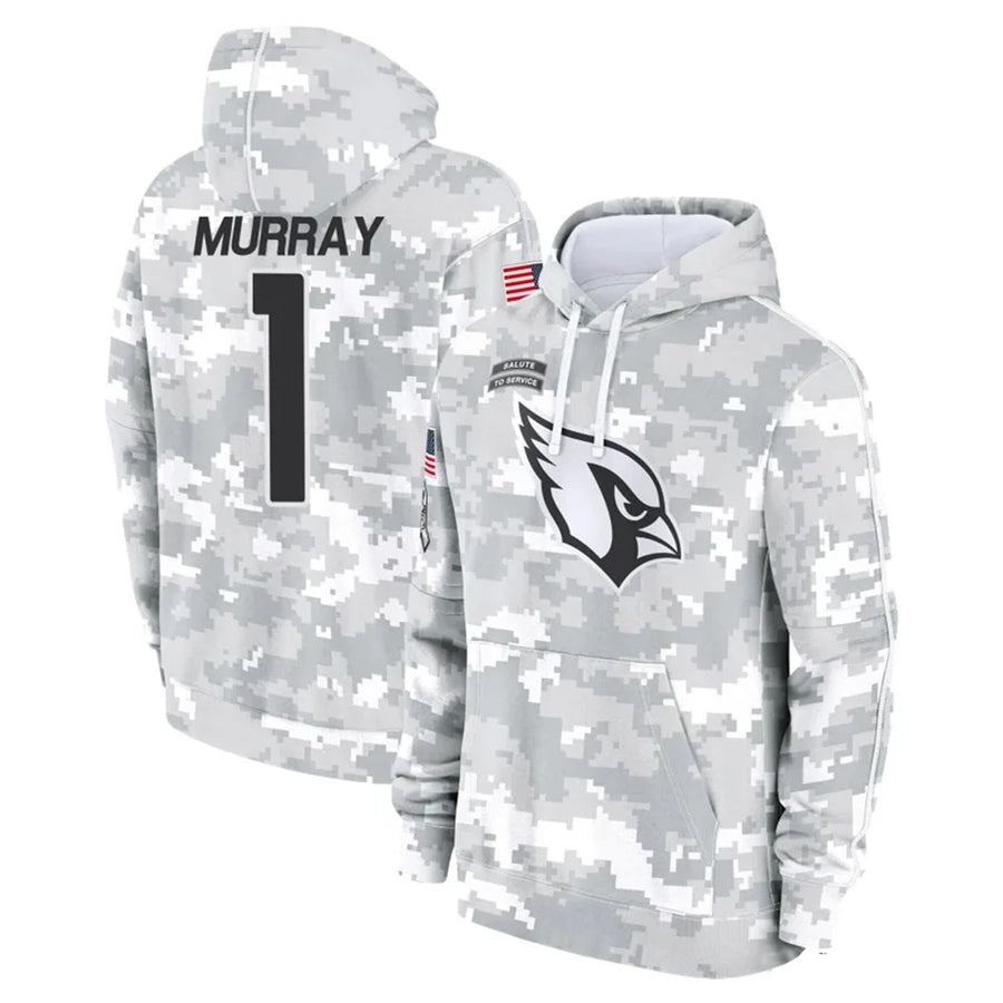 A.Cardinals #1 Kyler Murray Player Camo Salute to Service Hoodies Football Jerseys