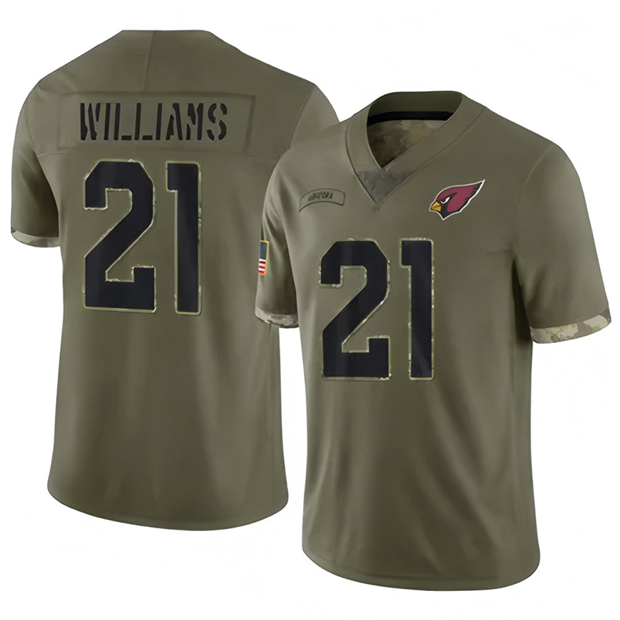 A.Cardinals #21 Garrett Williams Player Olive Salute To Service Football Jerseys
