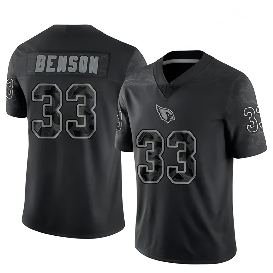 A.Cardinals #33 Trey Benson Player Black RFLCTV Limited Football Jerseys