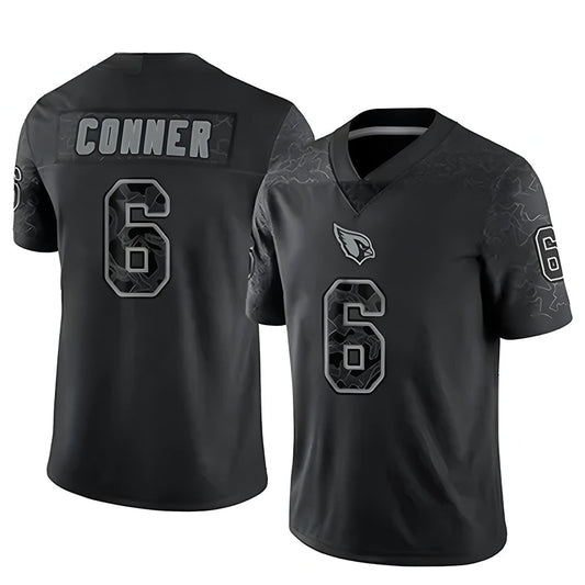 A.Cardinals #6 James Conner Player Black RFLCTV Limited Football Jerseys