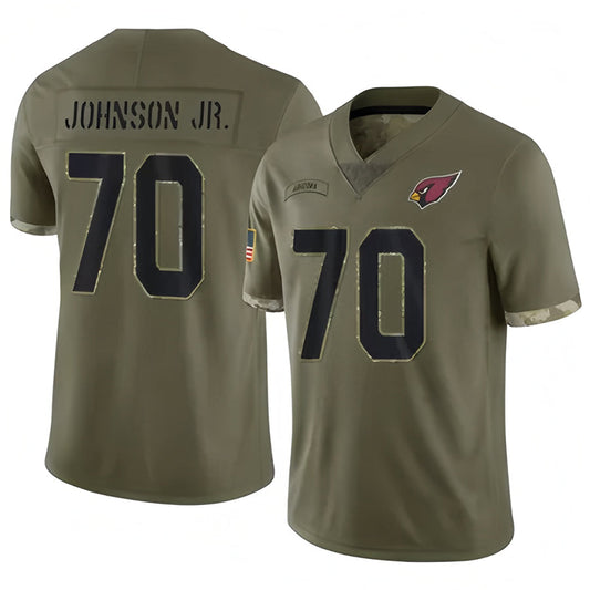 A.Cardinals #70 Paris Johnson Jr. Player Olive Salute To Service Football Jerseys