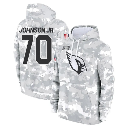 A.Cardinals #70 Paris Johnson Jr. Player Salute to Service Hoodies Football Jerseys