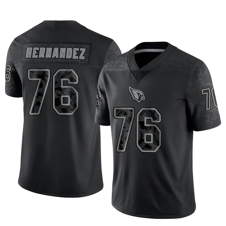A.Cardinals #76 Will Hernandez Player Black RFLCTV Limited Football Jerseys