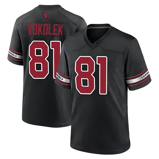 A.Cardinals #81 Travis Vokolek Player Black Home Game Football Jerseys