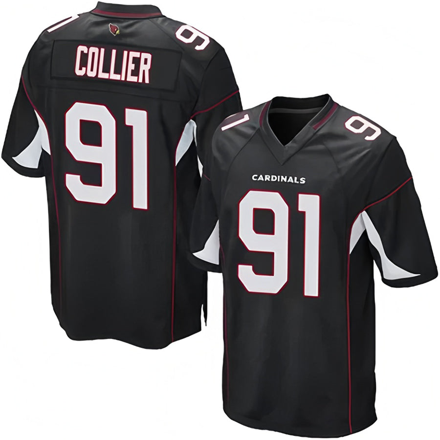 A.Cardinals #91 L.J. Collier Player Black Game Football Jerseys