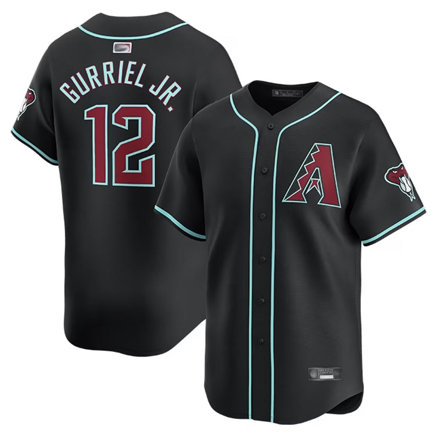 A.Diamondbacks #12 Lourdes Gurriel Jr. Player Home Black Limited Basesball Jerseys