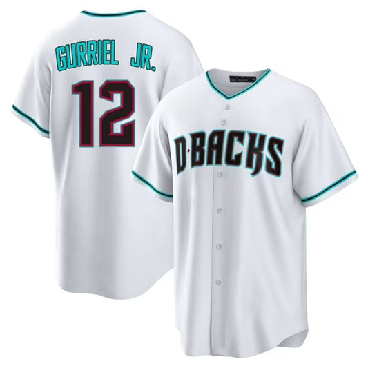 A.Diamondbacks #12 Lourdes Gurriel Jr. Player White Home Replica Basesball Jerseys