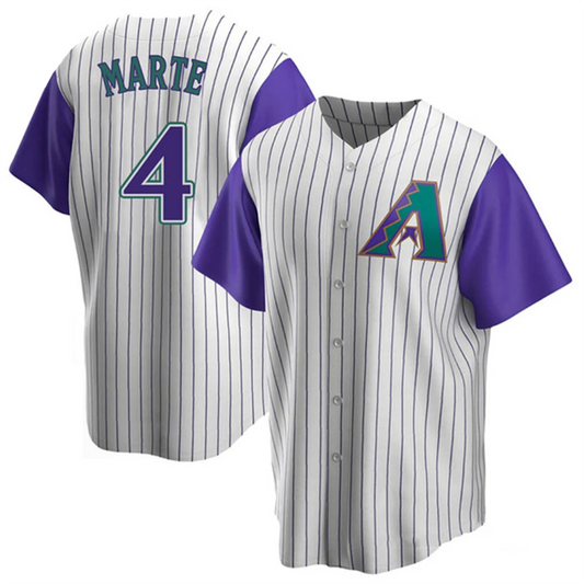 A.Diamondbacks #4 Ketel Marte Player White-Purple Limited Baseball Jerseys
