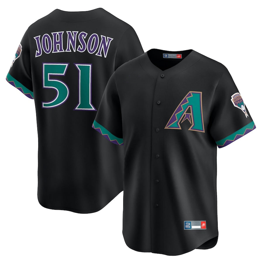 A.Diamondbacks #51 Randy Johnson Player Black Throwback Cooperstown Collection Limited Baseball Jerseys