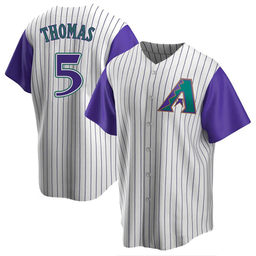 A.Diamondbacks #5 Alek Thomas Player White-Purple Replica Baseball Jerseys