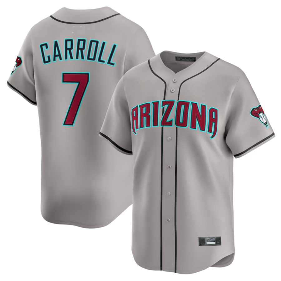 A.Diamondbacks #7 Corbin Carroll Gray Limited Player Jersey American Stitched Baseball Jerseys