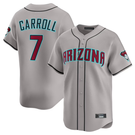 A.Diamondbacks #7 Corbin Carroll Gray Limited Player Jersey American Stitched Baseball Jerseys