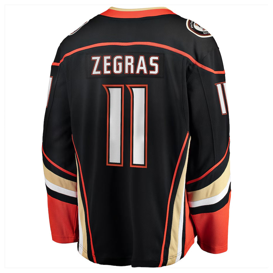 A.Ducks #11 Trevor Zegras Player Fanatics Home Breakaway Black Hockey Jerseys