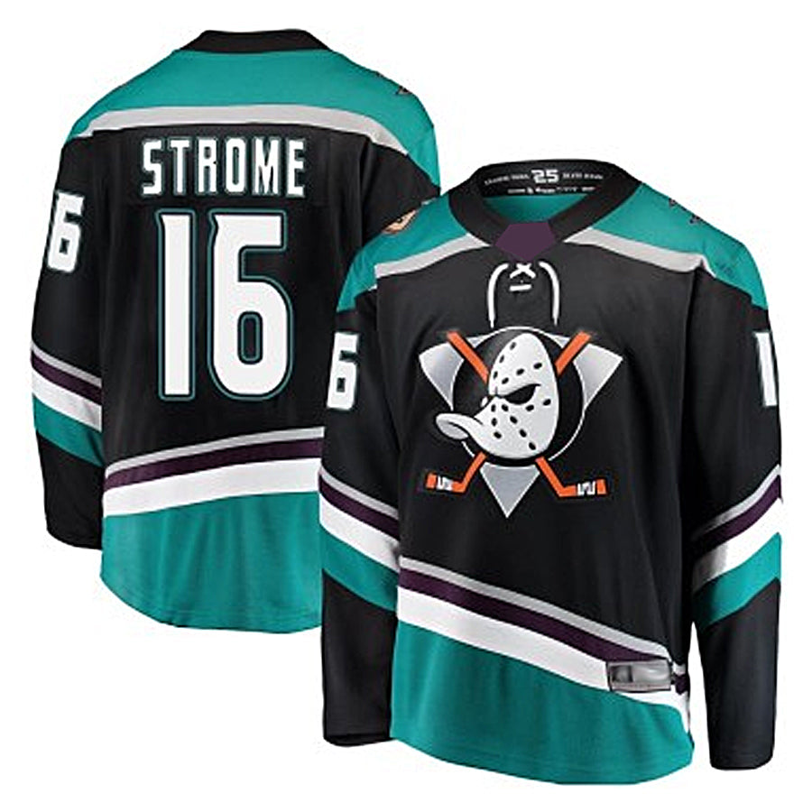 A.Ducks #16 Ryan Strome Player Fanatics Breakaway Black Hockey Jerseys