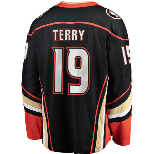 A.Ducks #19 Troy Terry Player Fanatics Home Breakaway Black Hockey Jerseys