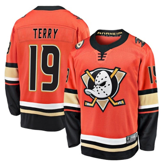 A.Ducks #19 Troy Terry Player Fanatics Home Breakaway Orange Hockey Jerseys
