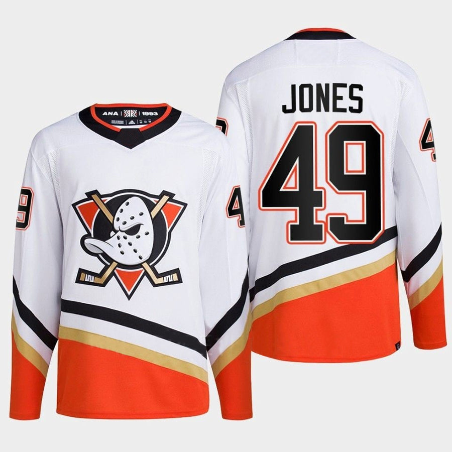 A.Ducks #49 Max Jones Player Fanatics Special Edition Breakaway White Hockey Jerseys