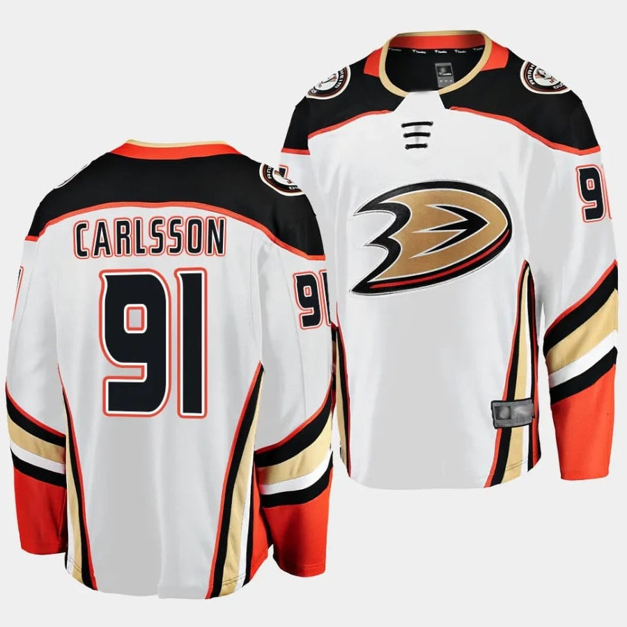 A.Ducks #91 Leo Carlsson Player Fanatics Breakaway White Hockey Jerseys