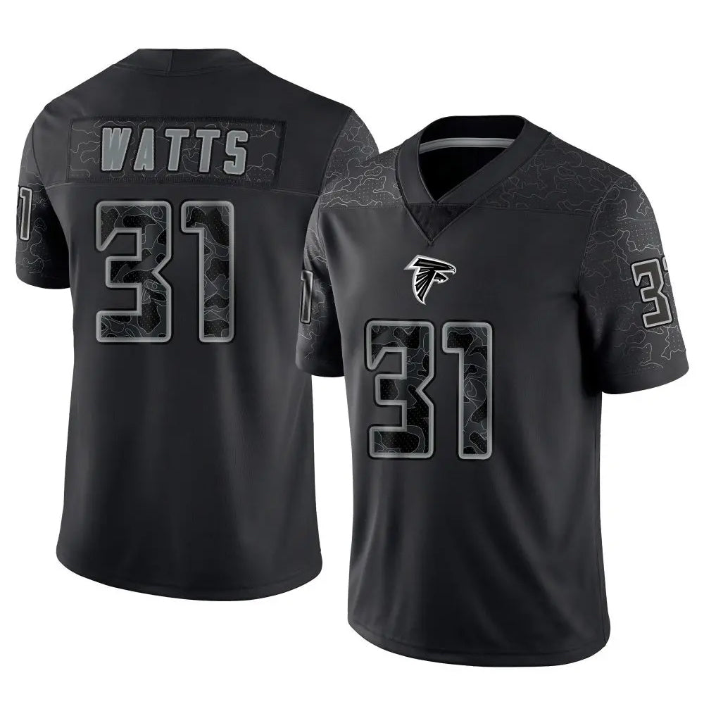 A.Falcons #31 Xavier Watts Player Black RFLCTV Limited Football Jerseys