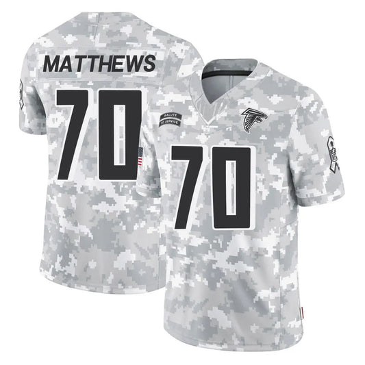 A.Falcons #70 Jake Matthews Player Arctic Camo Salute to Service Limited Football Jerseys