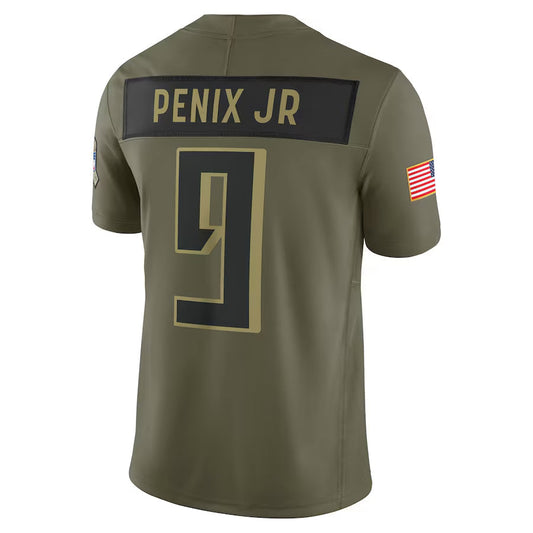 A.Falcons #9 Michael Penix Jr. Player Olive Salute to Service Limited Football Jerseys