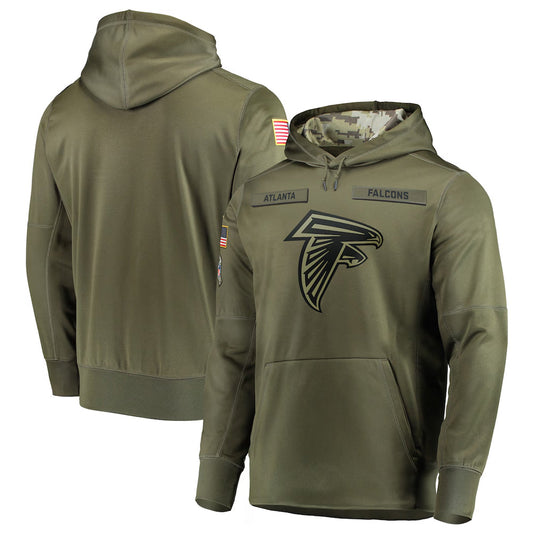 A.Falcons Player Salute to Service Club Fleece Olive Hoodie Football Jerseys