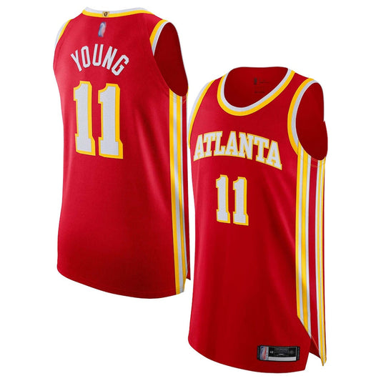 A.Hawks #11 Trae Young Player Red lcon Edition Game Basketball Jerseys