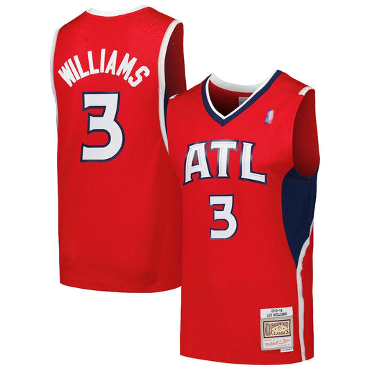 A.Hawks #3 Lou Williams Player Mitchell & Ness Red Classics Swingman Basketball Jerseys
