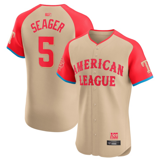 American League #5 Corey Seager Player Cream All-Star Game Elite Baseball Jerseys