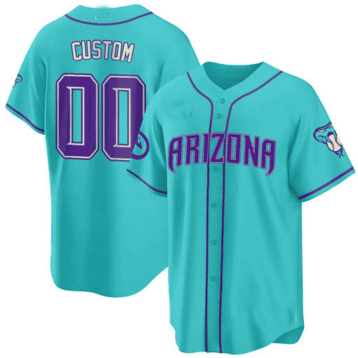 Custom A.Diamondbacks Teal Purple Stitched Baseball Jerseys