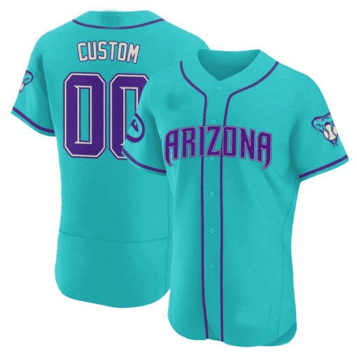 Custom A.Diamondbacks Teal Purple Stitched Baseball Jerseys