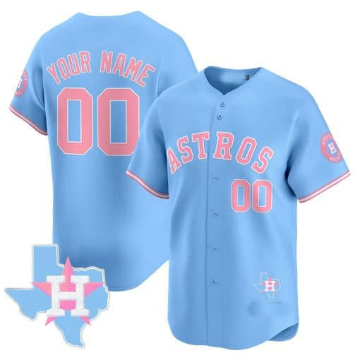Custom H.Astros Bubblegum Blue Vapor Premier Limited Stitched Baseball Jerseys
