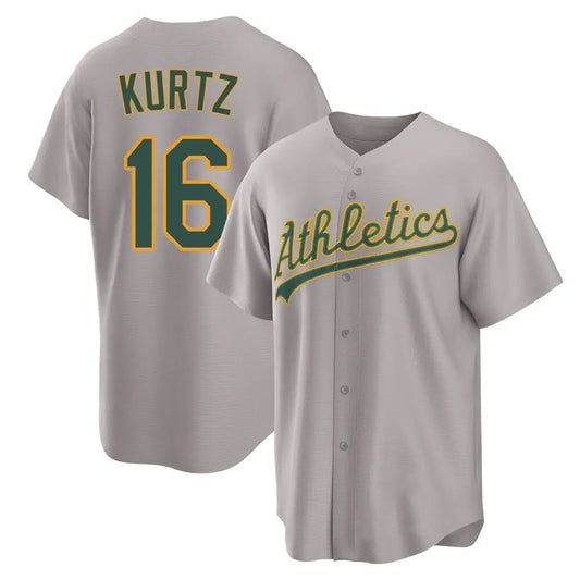 Athletics #16 Nick Kurtz Player Gray Home Game Baseball Jerseys