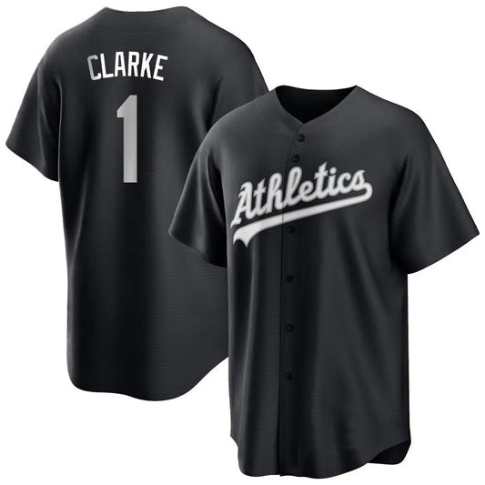 Athletics #1 Denzel Clarke Player Black Game Baseball Jerseys