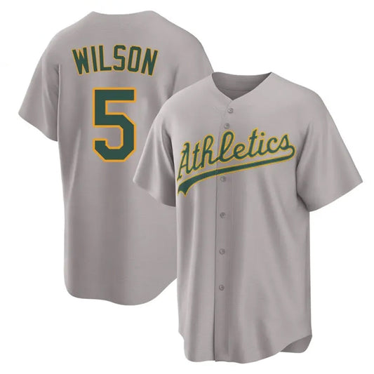 Athletics #5 Jacob Wilson Player Gray Replica Game Baseball Jerseys