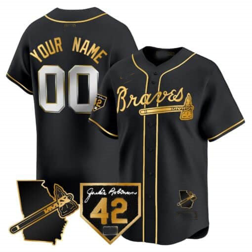 Custom A.Braves Robinson & Georgia Patch Vapor Premier Limited Stitched Baseball Jerseys