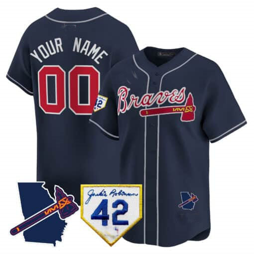 Custom A.Braves Robinson & Georgia Patch Vapor Premier Limited Stitched Baseball Jerseys