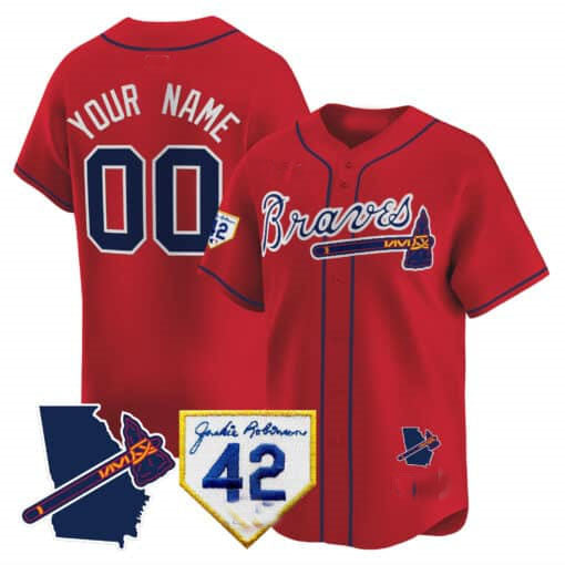 Custom A.Braves Robinson & Georgia Patch Vapor Premier Limited Stitched Baseball Jerseys