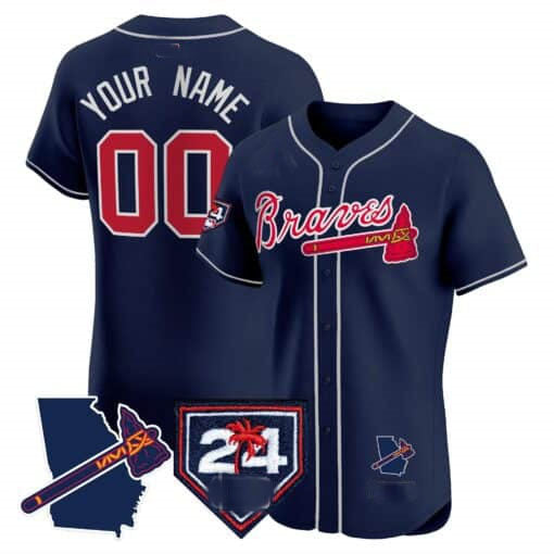 Custom A.Braves Spring Training & Georgia Patch Vapor Premier Elite Baseball Jerseys